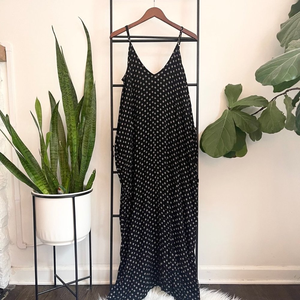 Black Floral Print Maxi Dress